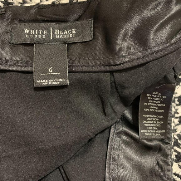 WHBM 6 Houndstooth Lined Wool Blend Skirt White House Black Market Alabama - Picture 5 of 5